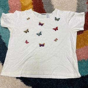 Cute embroidered butterfly top!